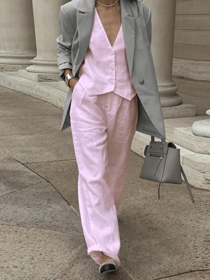 Conjunto Sofisticado: Chaleco y Pantalón de Pierna Ancha