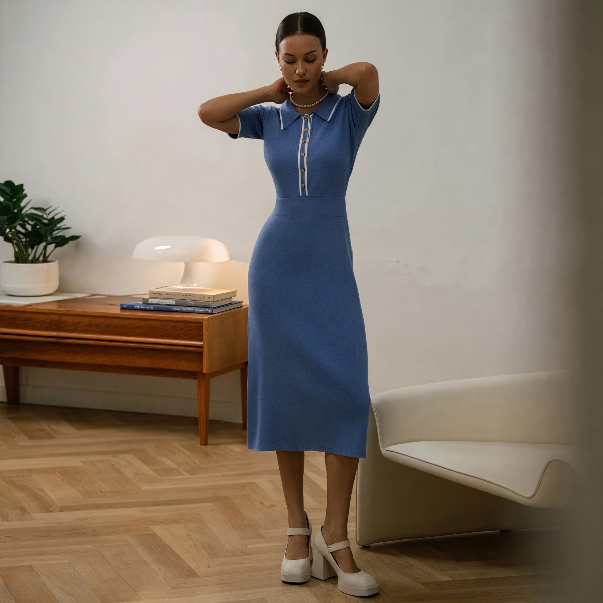 [Producto] Midi con Detalle de Botones Dorados