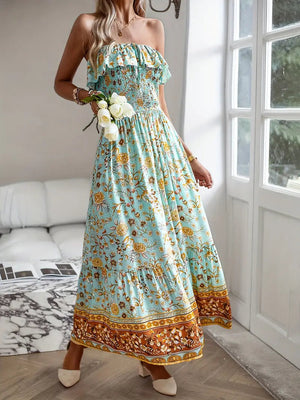 Vestido Midi Floral Bohemio con Abertura