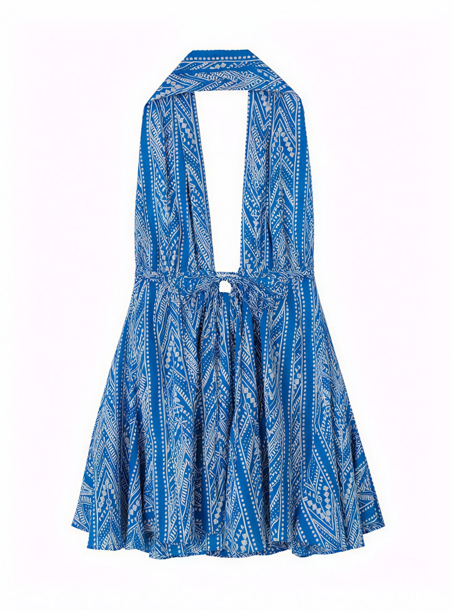 Vestido Halter Estampado con Lazada en la Cintura