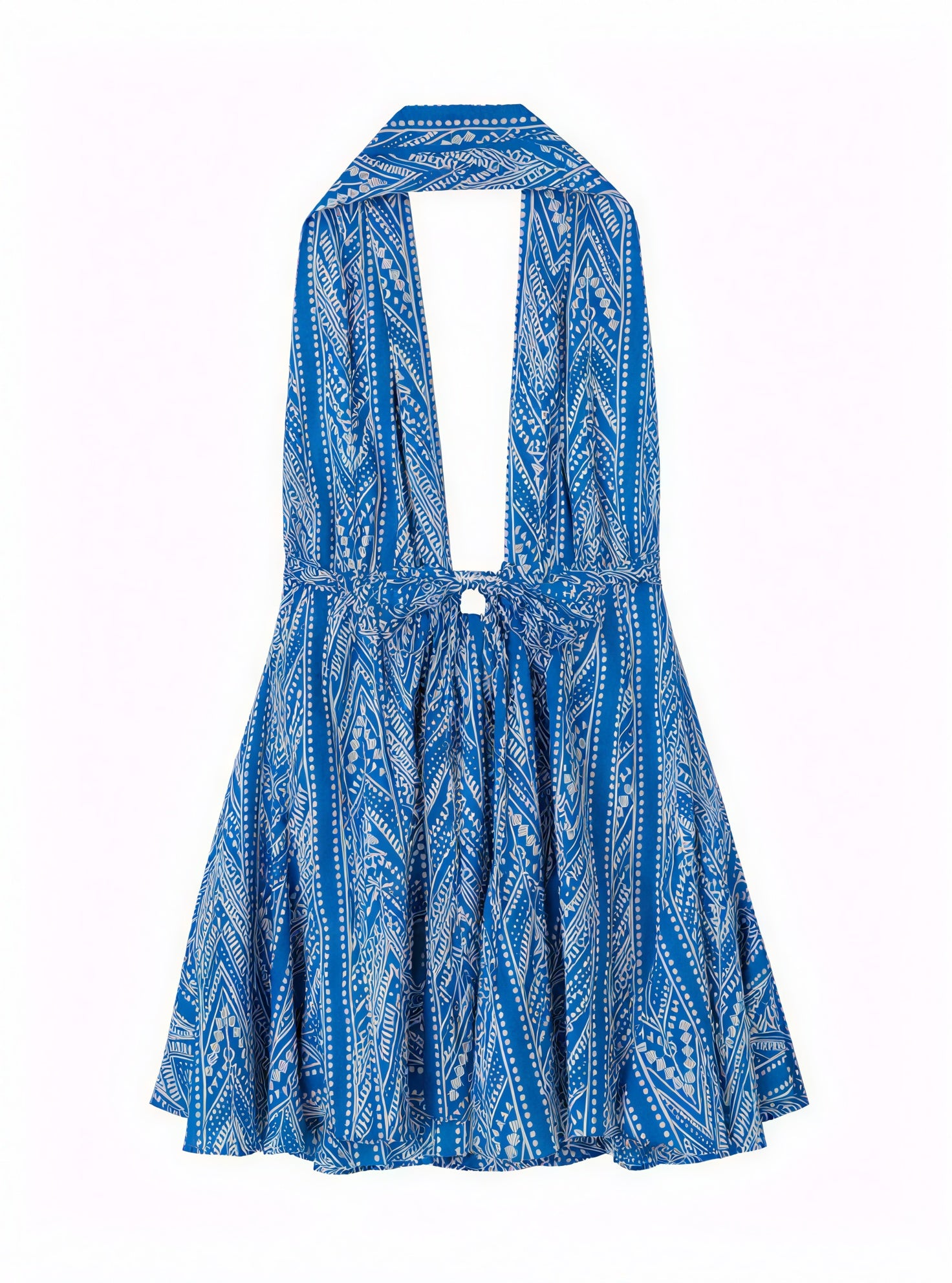 Vestido Halter Estampado con Lazada en la Cintura