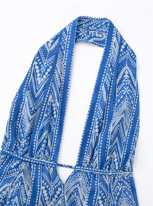 Vestido Halter Estampado con Lazada en la Cintura