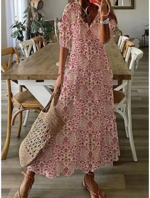Vestido Fluido Estampado con Detalle de Volantes