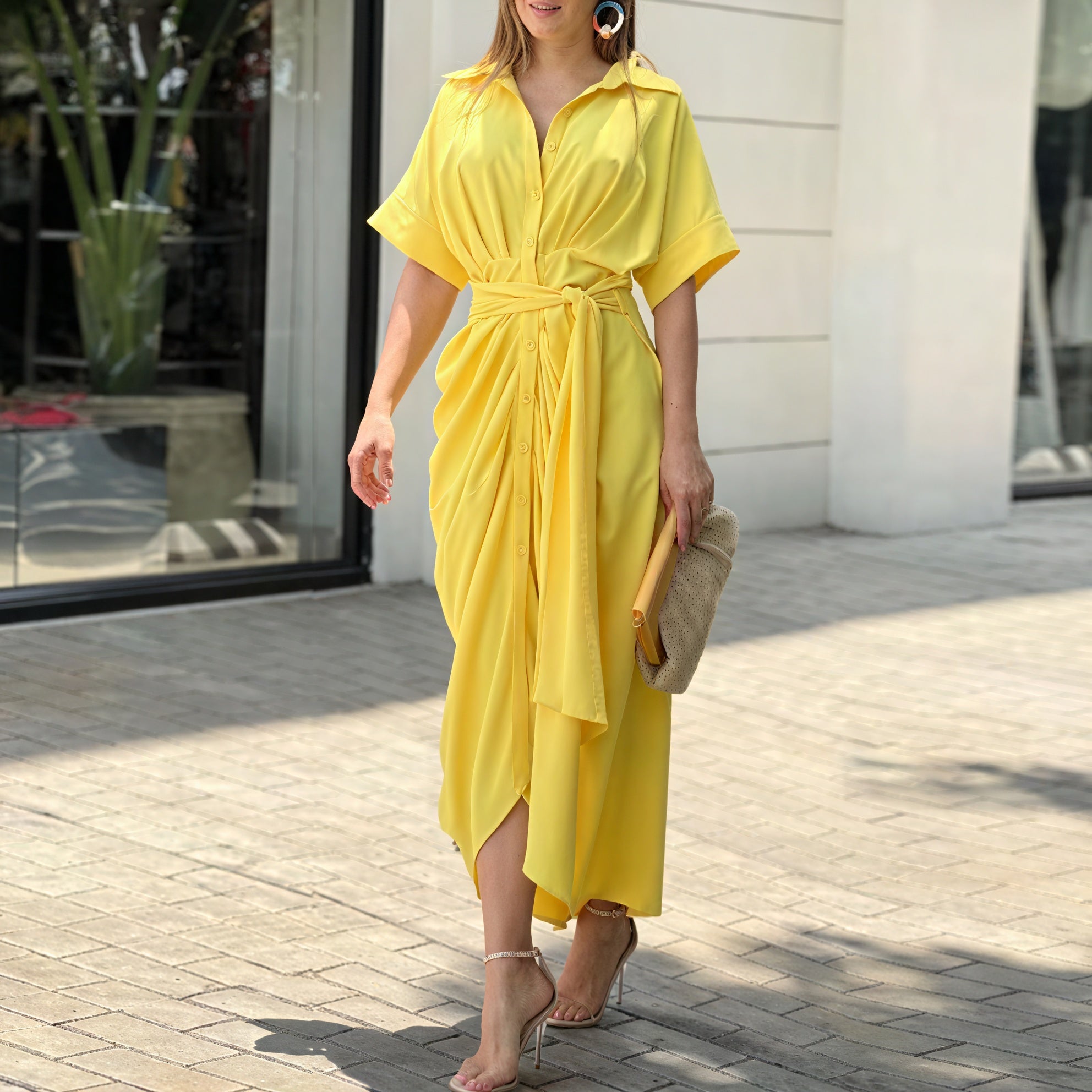 Vestido Camisero para Mujer – Cuello, Botones, Lazo en Cintura, Bajo Asimétrico, Vela Official-82303-fff04c0a-4053-4e4b-b9e7-7aaea7000c15