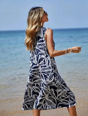 Vestido Midi Estampado Tropical
