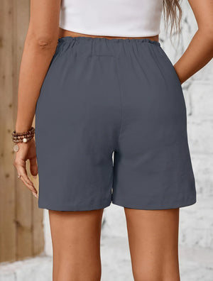 Shorts de Cintura Alta y Bolsillos Patch
