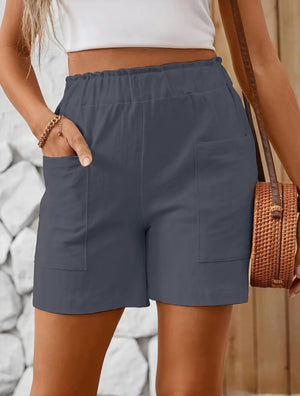 Shorts de Cintura Alta y Bolsillos Patch