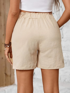 Shorts de Cintura Alta y Bolsillos Patch