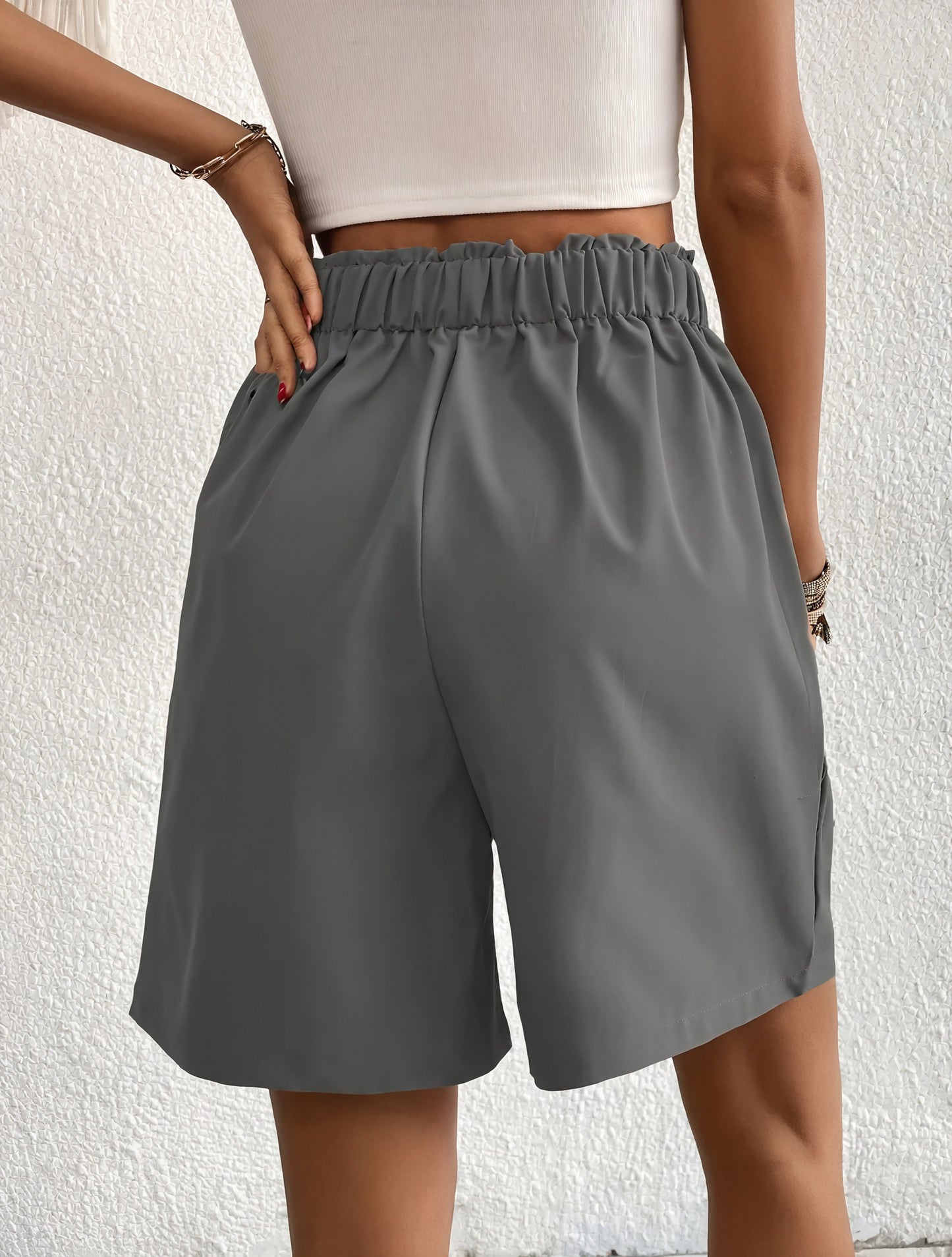 Shorts de Cintura Alta con Botones Dorados