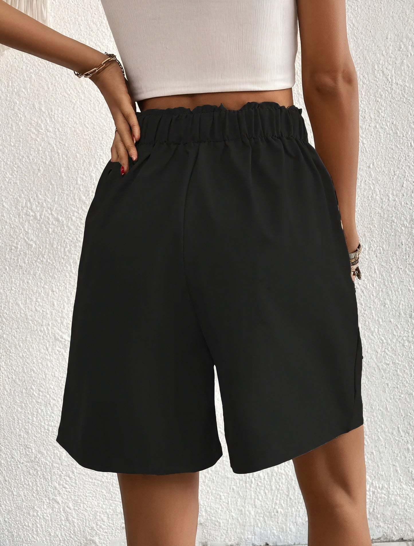 Shorts de Cintura Alta con Botones Dorados