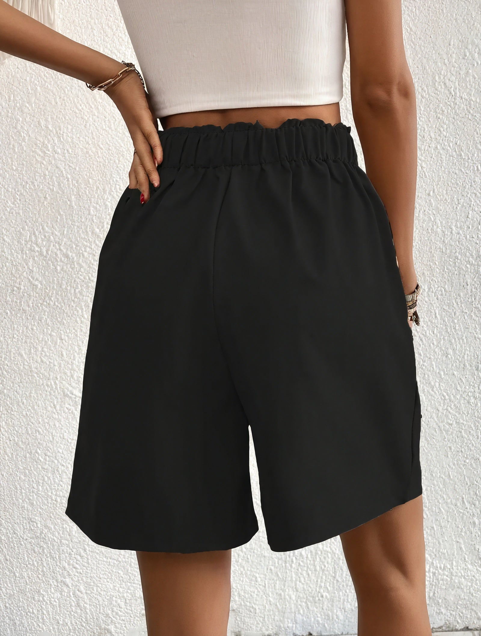 Shorts de Cintura Alta con Botones Dorados