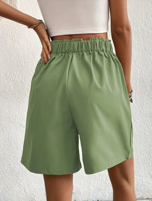 Shorts de Cintura Alta con Botones Dorados
