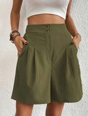 Shorts de Cintura Alta con Botones Dorados