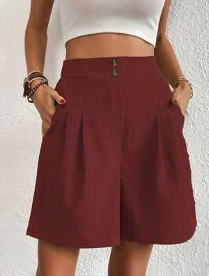 Shorts de Cintura Alta con Botones Dorados