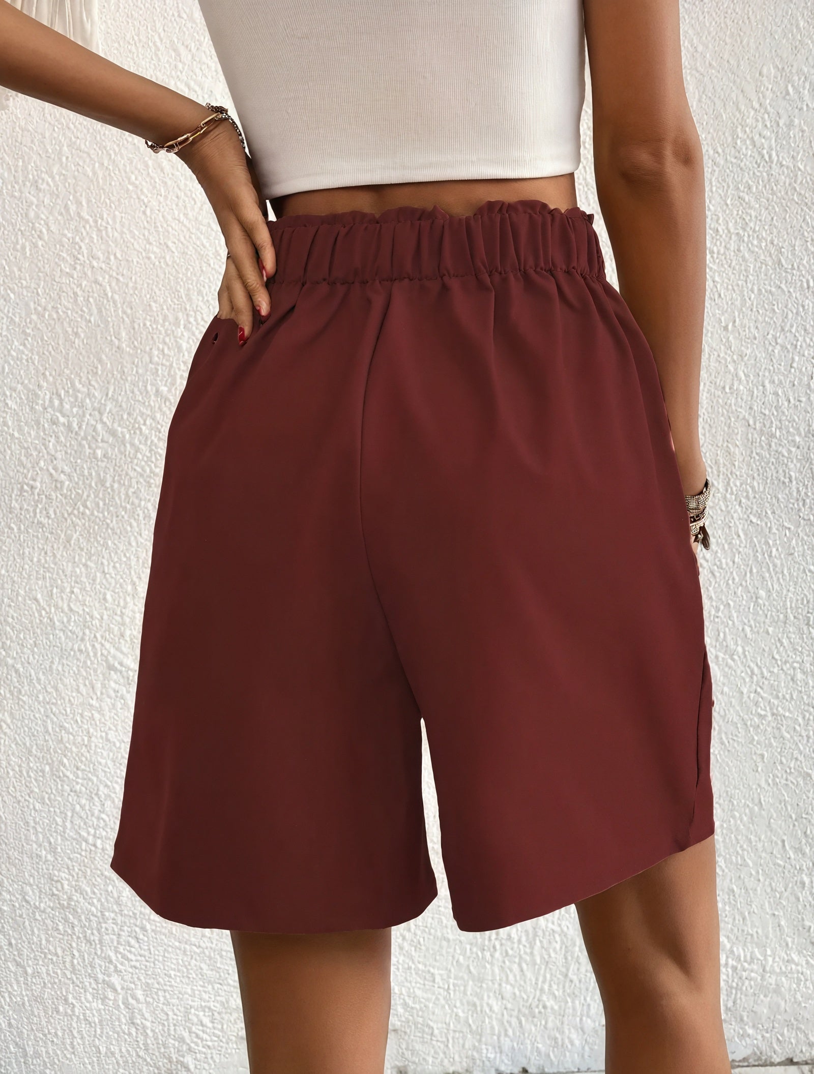 Shorts de Cintura Alta con Botones Dorados