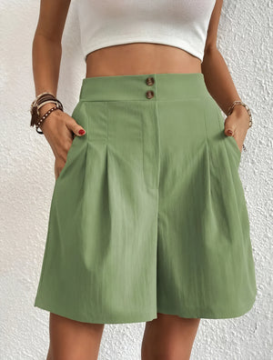 Shorts de Cintura Alta con Botones Dorados