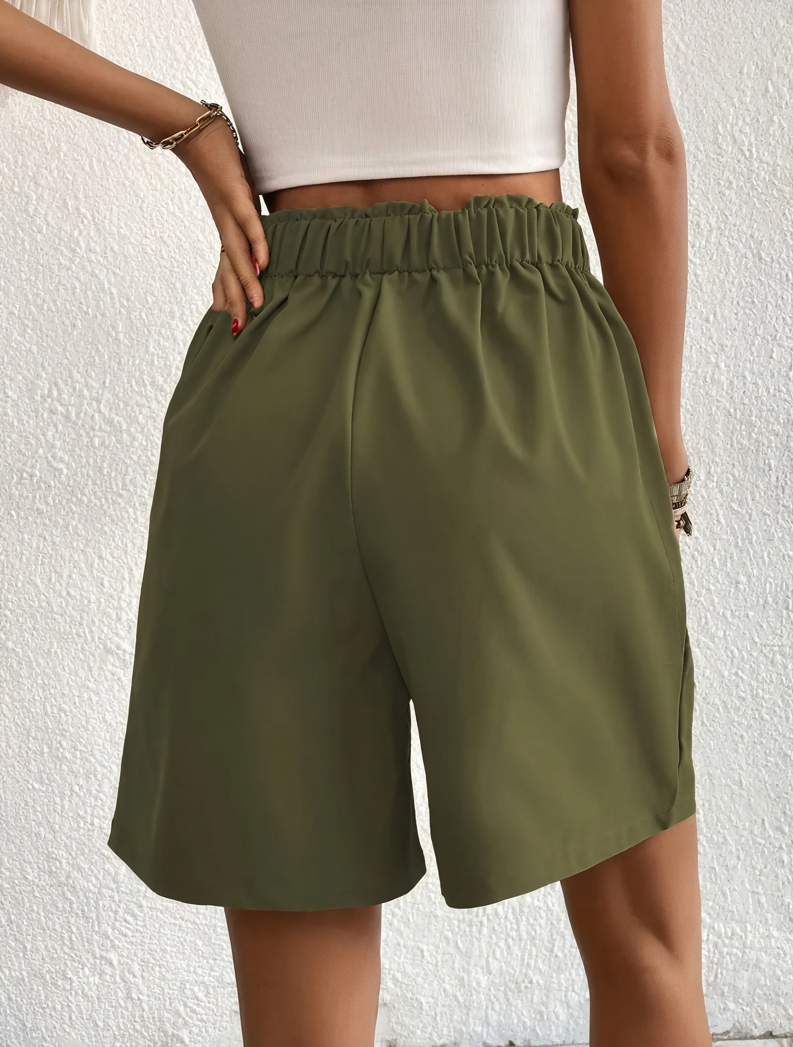 Shorts de Cintura Alta con Botones Dorados