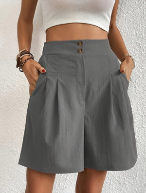 Shorts de Cintura Alta con Botones Dorados