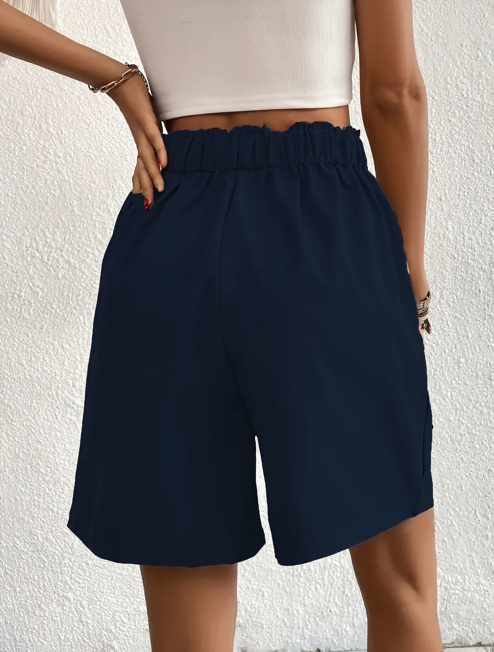 Shorts de Cintura Alta con Botones Dorados