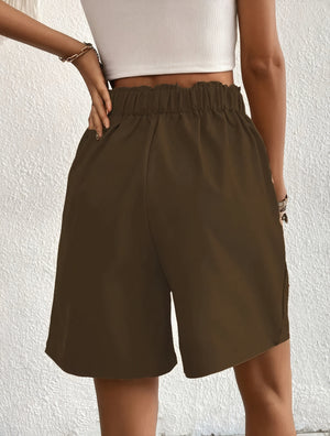 Shorts de Cintura Alta con Botones Dorados