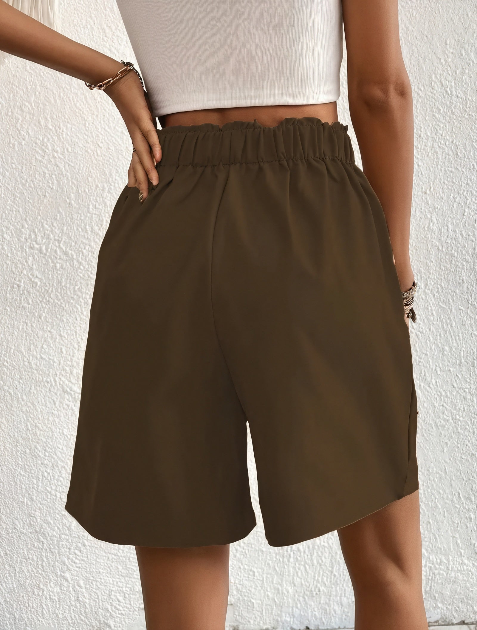 Shorts de Cintura Alta con Botones Dorados