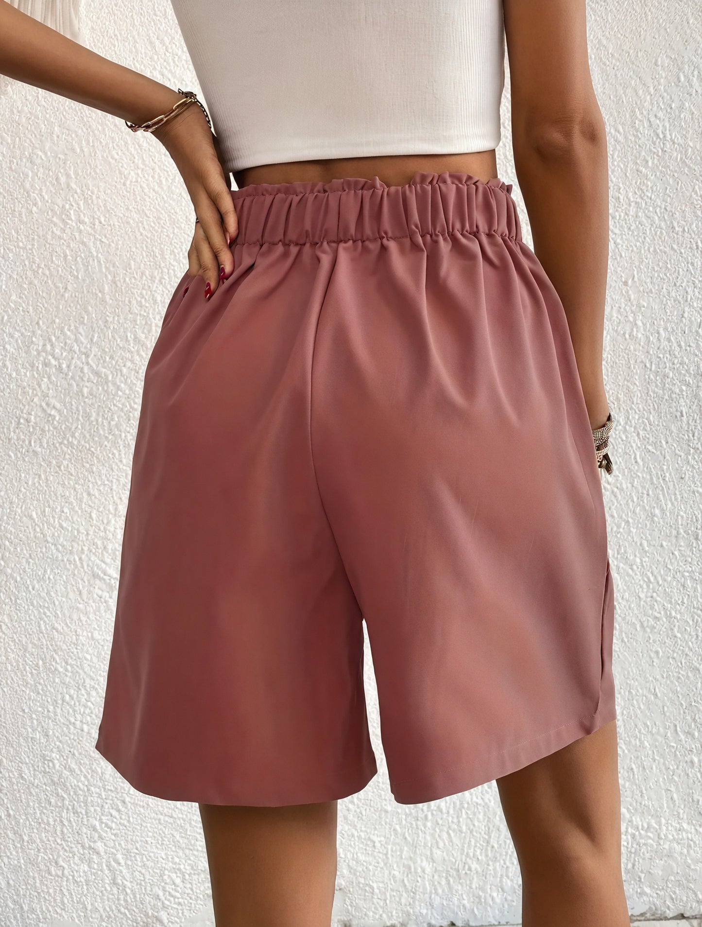 Shorts de Cintura Alta con Botones Dorados