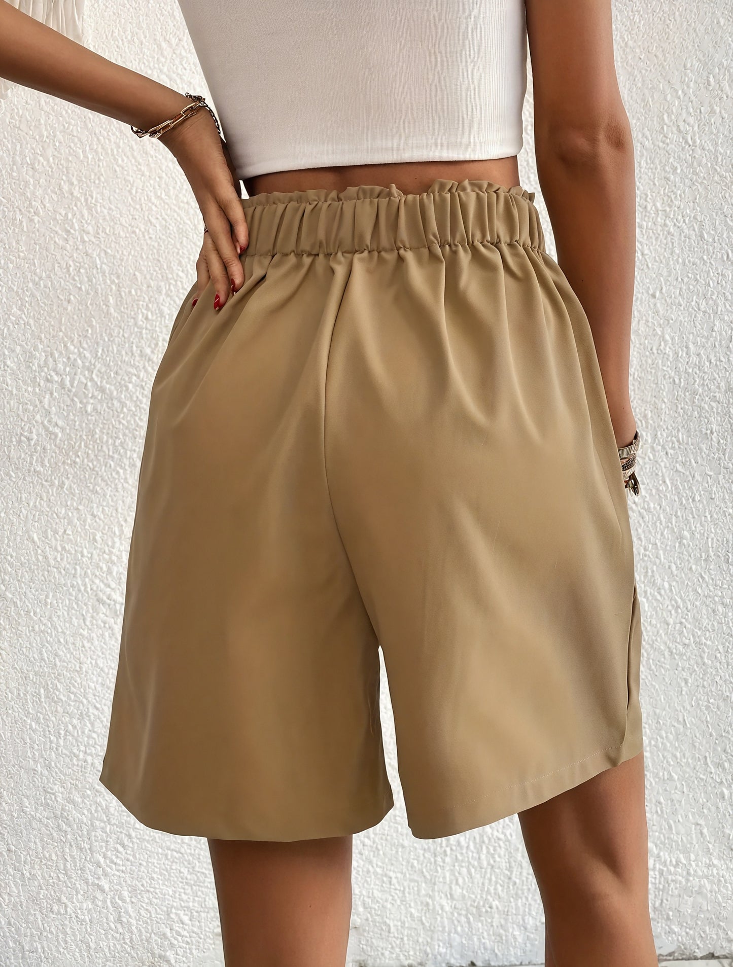 Shorts de Cintura Alta con Botones Dorados