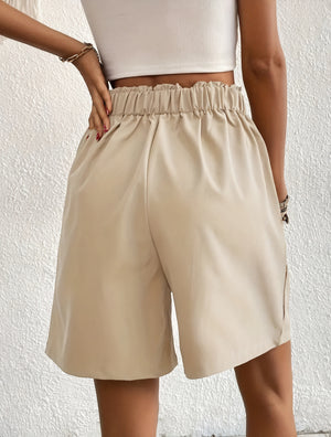 Shorts de Cintura Alta con Botones Dorados