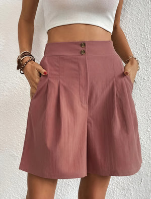 Shorts de Cintura Alta con Botones Dorados