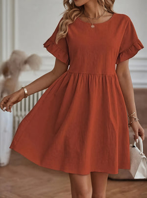 Vestido Línea A Mujer - Mangas Volante, Cintura Fruncida, Varios Colores-82588-de962006-7e67-4442-8144-8efef7960a15