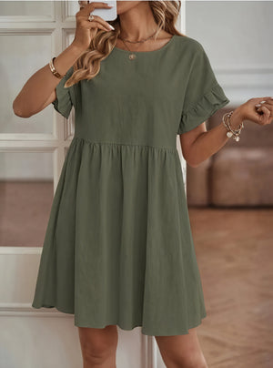 Vestido Línea A Mujer - Mangas Volante, Cintura Fruncida, Varios Colores-82588-789bda8b-d407-4930-9d7d-3b34152599ba