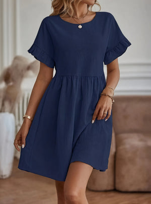 Vestido Línea A Mujer - Mangas Volante, Cintura Fruncida, Varios Colores-82588-dc141b8e-85c9-460b-98cf-1121fb349f2c