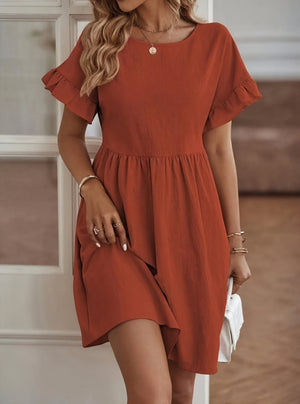 Vestido Línea A Mujer - Mangas Volante, Cintura Fruncida, Varios Colores-82588-5e37502c-edbb-4224-a530-b6b3a3763481