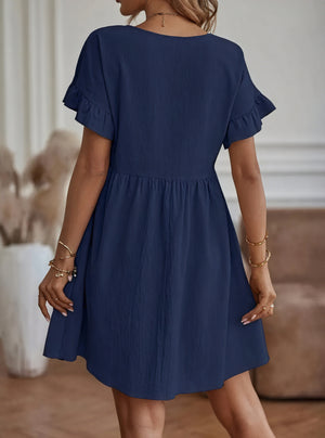 Vestido Línea A Mujer - Mangas Volante, Cintura Fruncida, Varios Colores-82588-4bd837fb-f93f-41e2-844b-613e1fe23fa9
