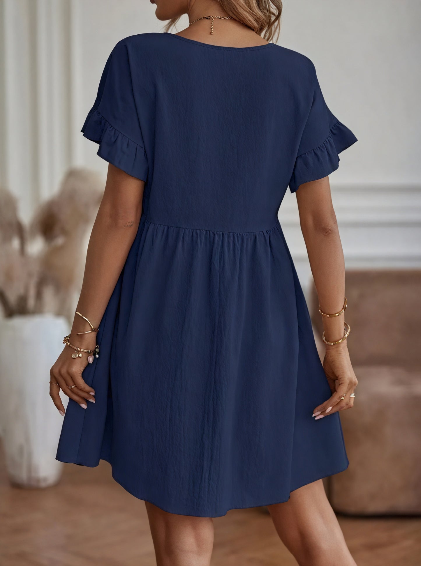 Vestido Línea A Mujer - Mangas Volante, Cintura Fruncida, Varios Colores-82588-4bd837fb-f93f-41e2-844b-613e1fe23fa9