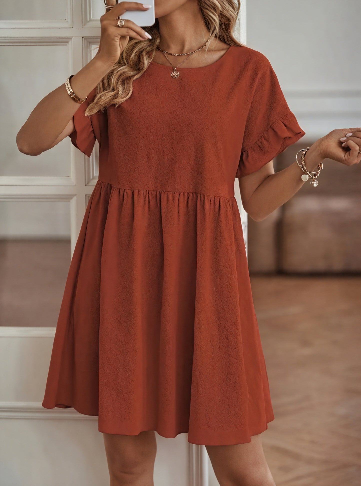 Vestido Línea A Mujer - Mangas Volante, Cintura Fruncida, Varios Colores-82588-2893417d-8e30-41a2-addf-9a95aca989fc