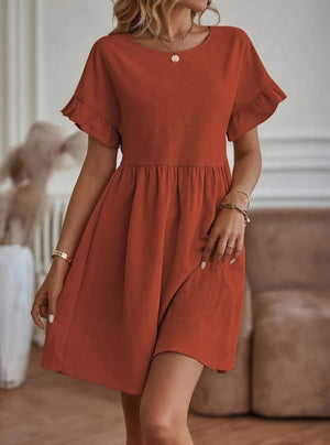 Vestido Línea A Mujer - Mangas Volante, Cintura Fruncida, Varios Colores-82588-ab0f1573-7b5c-4260-809b-38b85323ba71