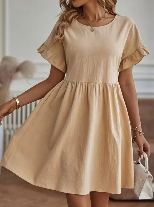 Vestido Línea A Mujer - Mangas Volante, Cintura Fruncida, Varios Colores-82588-01110920-9c12-493d-b324-a35125b0d62b