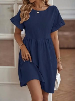 Vestido Línea A Mujer - Mangas Volante, Cintura Fruncida, Varios Colores-82588-7c77f577-ac27-491f-9d2b-cb25a22b5b40
