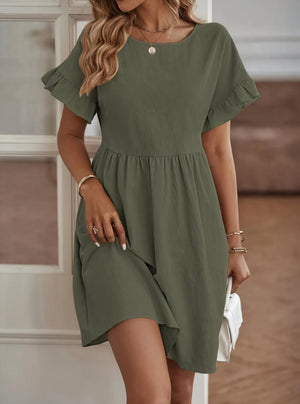 Vestido Línea A Mujer - Mangas Volante, Cintura Fruncida, Varios Colores-82588-6d88d253-643d-4b10-ab37-146f928056a8