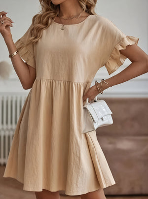 Vestido Línea A Mujer - Mangas Volante, Cintura Fruncida, Varios Colores-82588-435fa651-56d4-410f-a85d-89c65b88e8c1