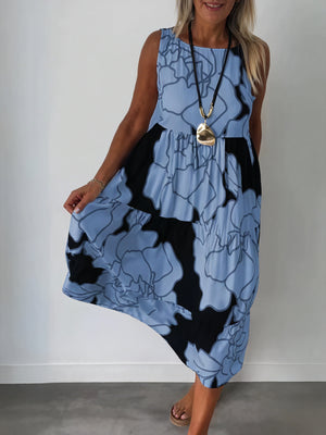 Vestido Midi Floral con Diseño Escalado