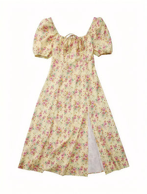 Vestido Floral de Verano con Escote Cuadrado, Mangas Abullonadas y Abertura Alta – Estilo Femenino y Romántico-82654-65e016b2-4a0f-4946-b0d0-1235ca1d23b3