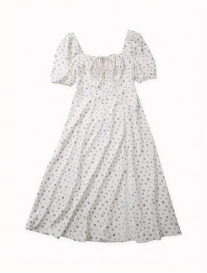 Vestido Floral de Verano con Escote Cuadrado, Mangas Abullonadas y Abertura Alta – Estilo Femenino y Romántico-82654-ef05ad92-0744-410a-ad85-94d147092514