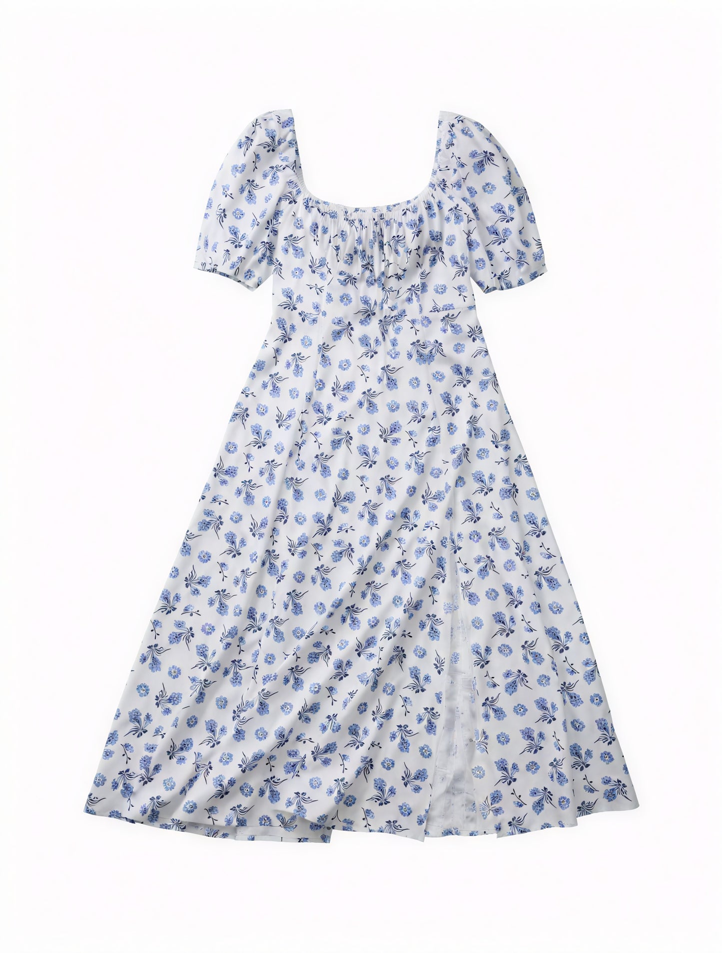 Vestido Floral de Verano con Escote Cuadrado, Mangas Abullonadas y Abertura Alta – Estilo Femenino y Romántico-82654-8474fd94-ebcd-4c07-b731-b20eb4fd5d0d