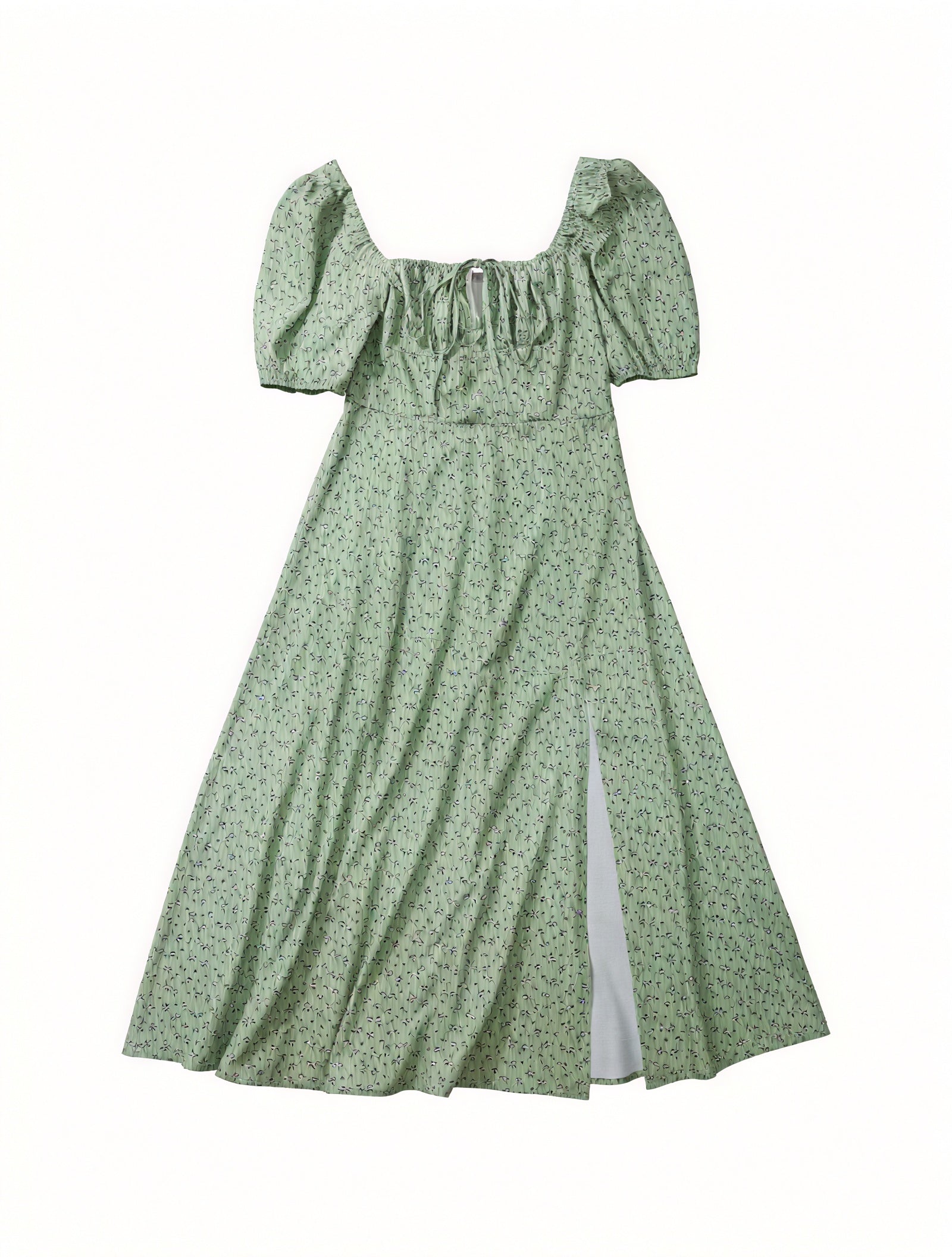 Vestido Floral de Verano con Escote Cuadrado, Mangas Abullonadas y Abertura Alta – Estilo Femenino y Romántico-82654-52f05232-dbe1-4558-aa21-57dcdd4a198c