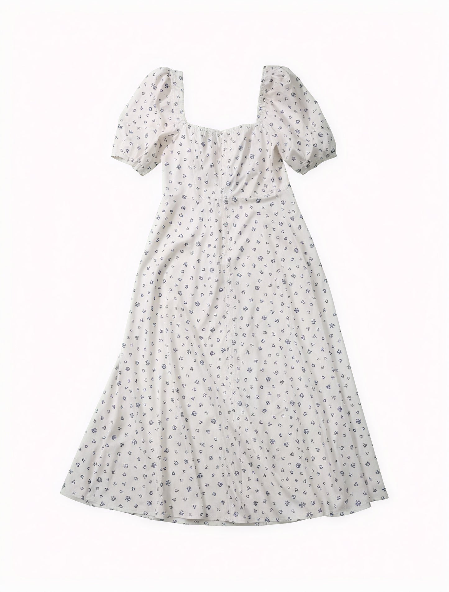 Vestido Floral de Verano con Escote Cuadrado, Mangas Abullonadas y Abertura Alta – Estilo Femenino y Romántico-82654-1456d53f-1c32-426c-bcd8-7783bdd1738e
