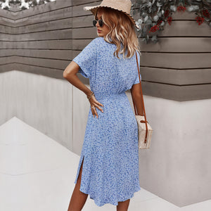 Vestido Midi Estampado Floral con Cinturón