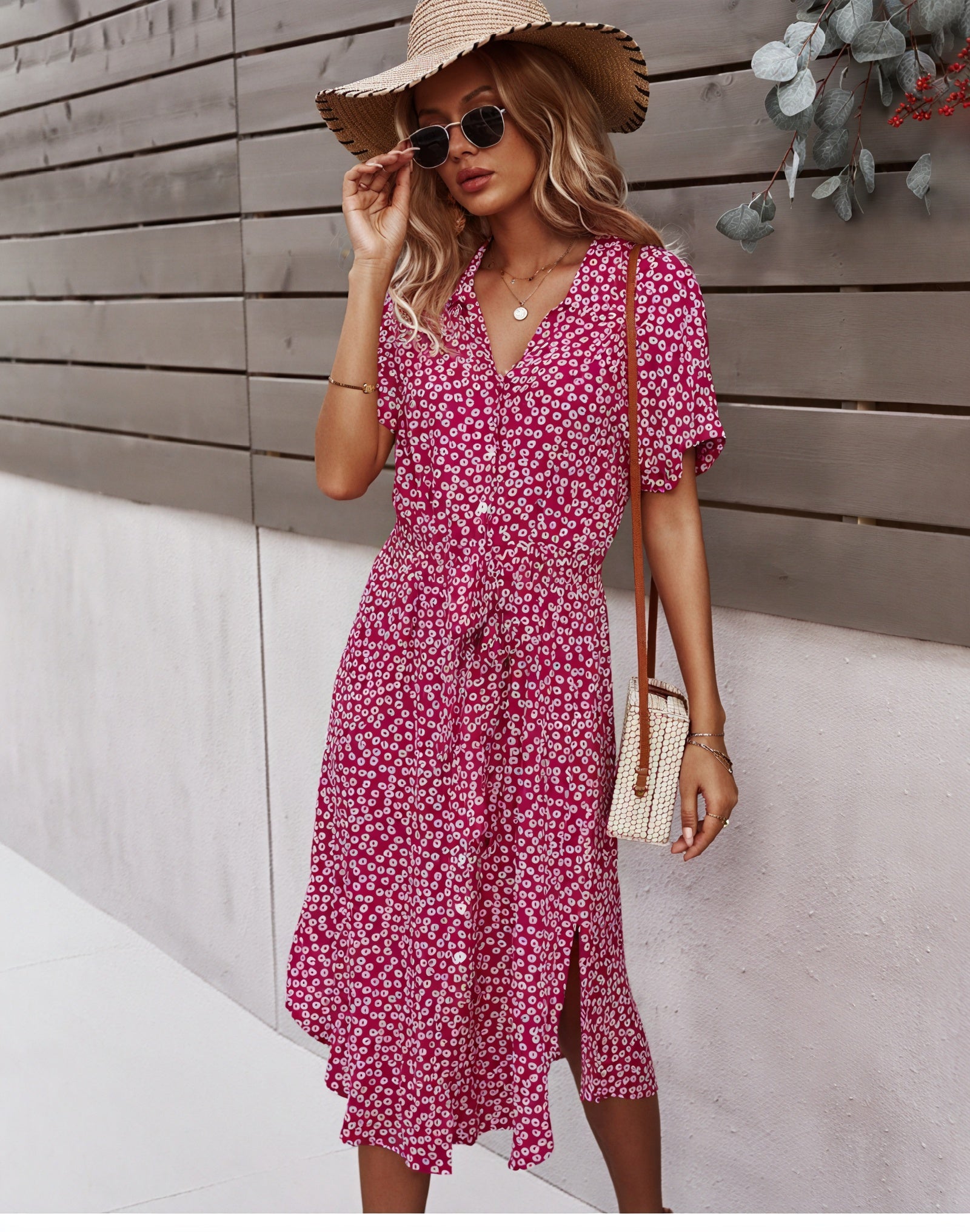 Vestido Midi Estampado Floral con Cinturón