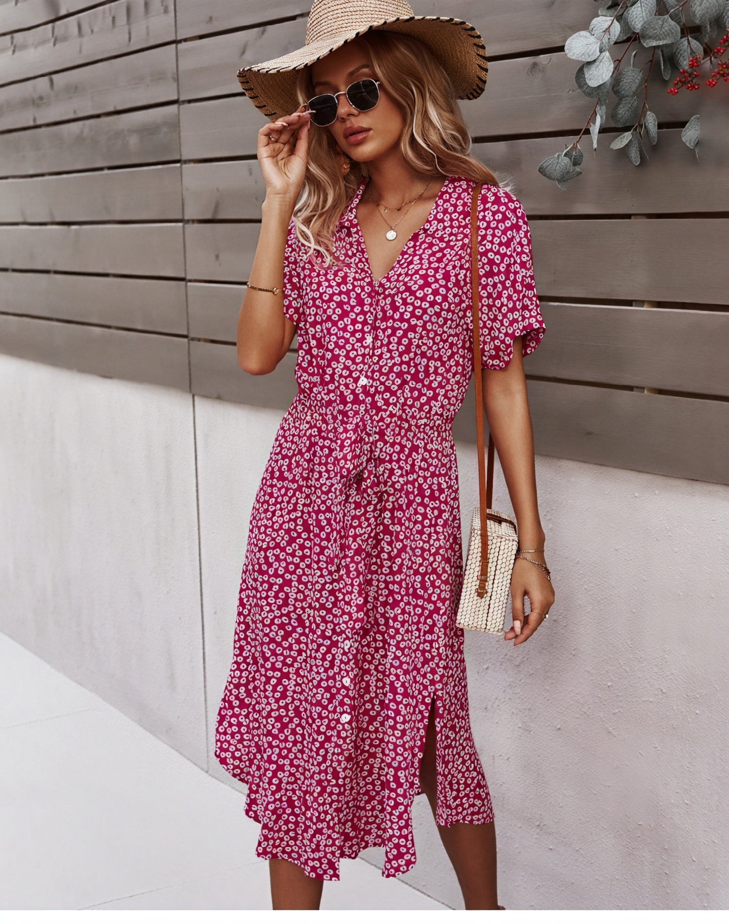 Vestido Midi Estampado Floral con Cinturón